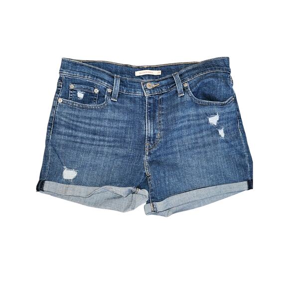 Levis mid length stretchy shorts 29 cotton viscose cuffed womens size 8 - Picture 1 of 5